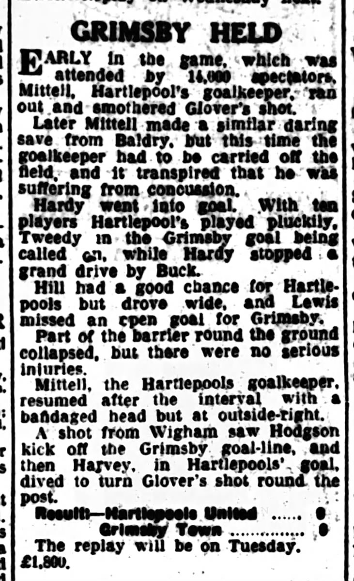 Hartlepool v Grimsby FA Cup 1936