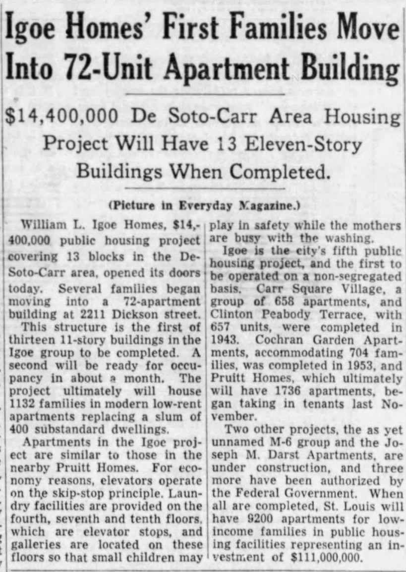 July 23, 1955: Clipping from first day of people moving in