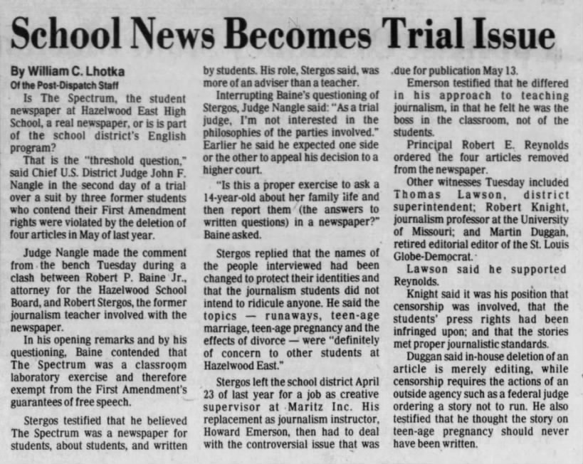 School News Becomes Trial Issue. (Professor Robert P. Knight served as a witness)