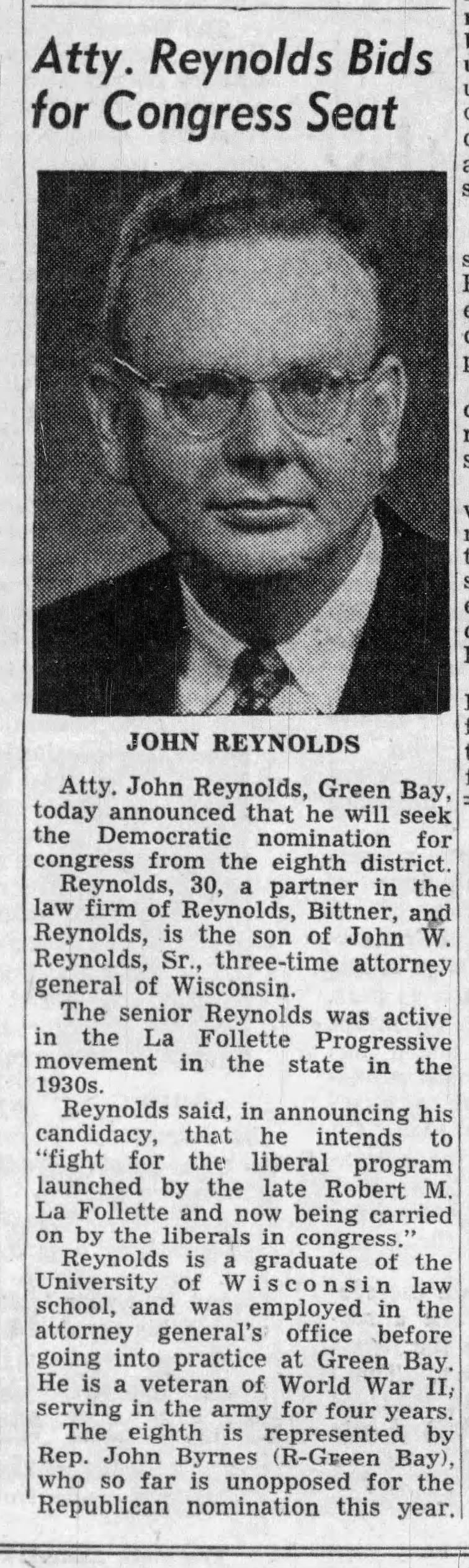 Reynolds congress