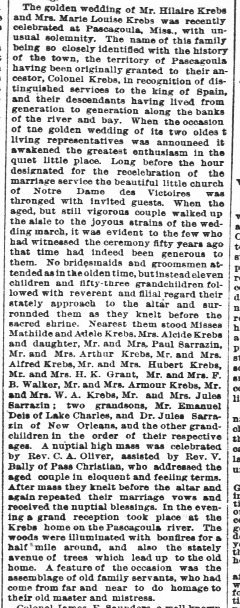 Golden Wedding (50 Year Vow renewal) of Hilaire and Marie Louise Krebs, 1890.