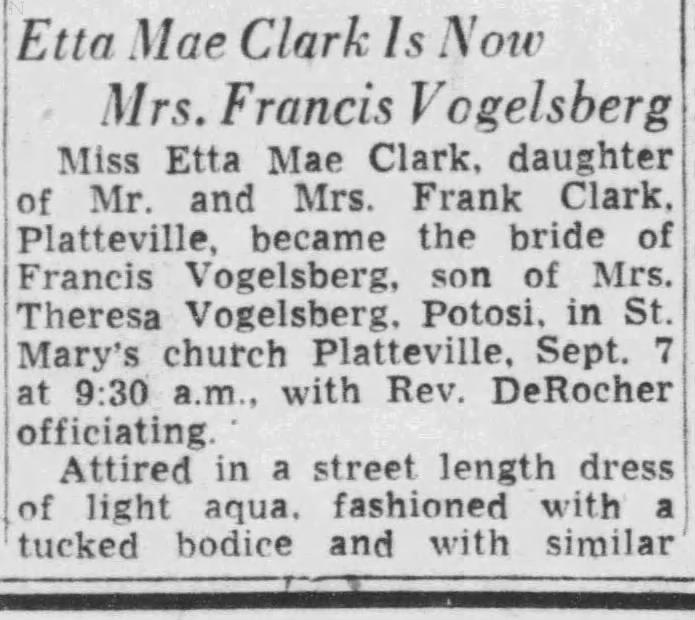 Etta Mae Clark Weds-part 1