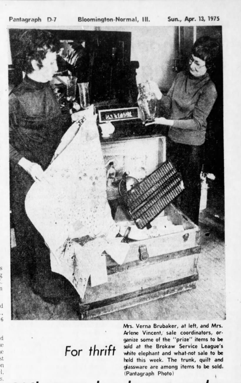 Arlene organizing Brokaw sale 1975