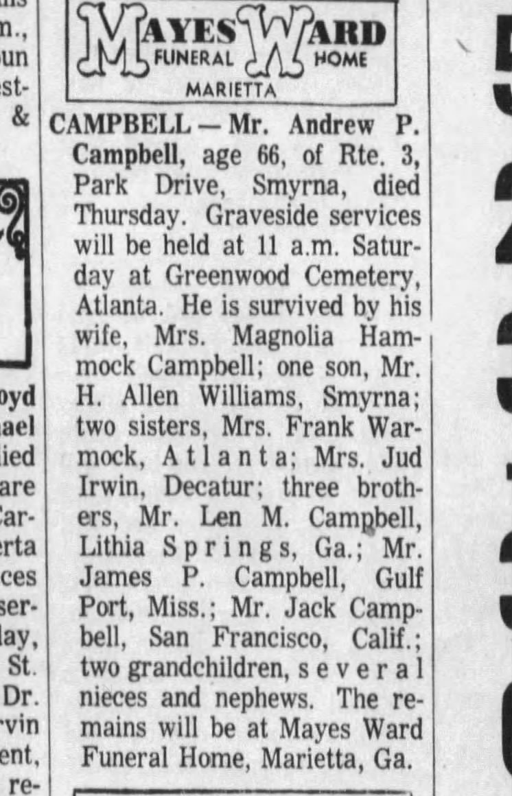 Andrew Parnell Campbell Obit