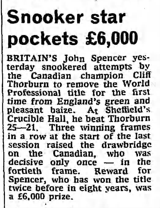 Snooker star pockets £6,000