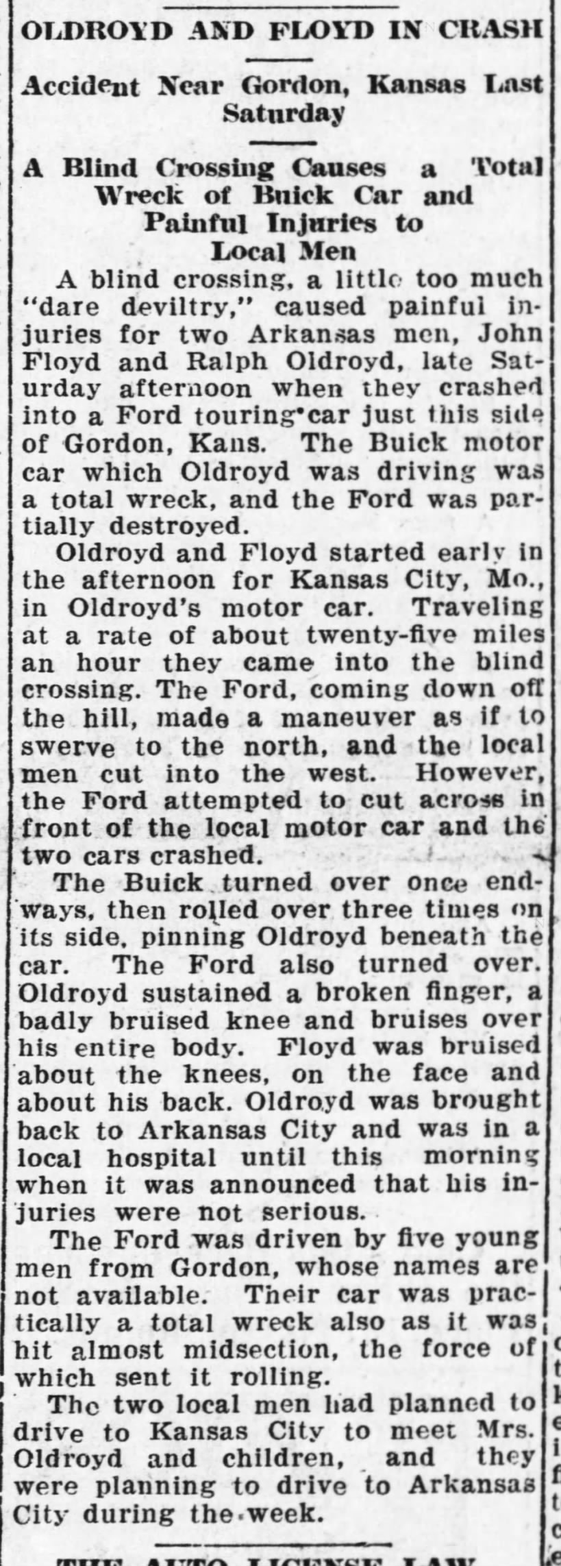 tb oldroyd flood 11 jul 1921 arkansas daily traveler