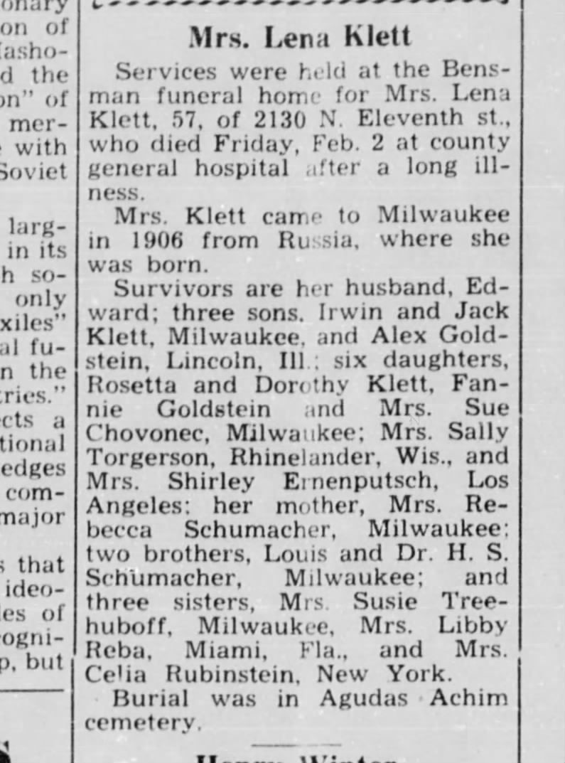 Wisconsin Jewish Chronicle
9 Feburary 1951