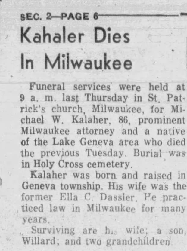 Obituary for Michael W. Kalaher (Aged 86)