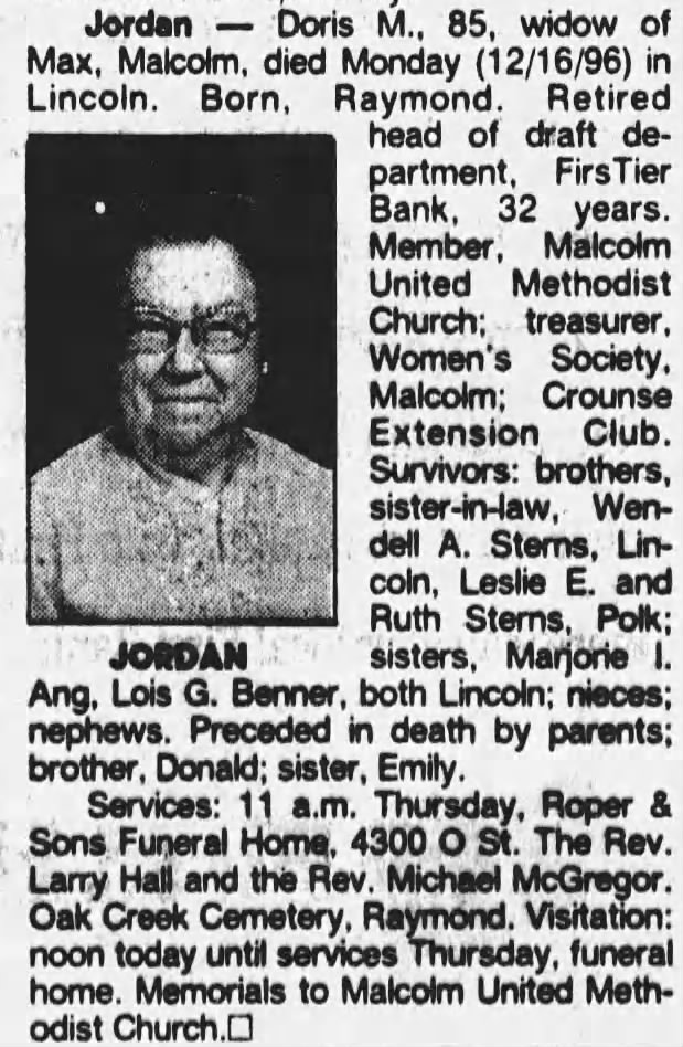 Doris Merna Sterns Obituary