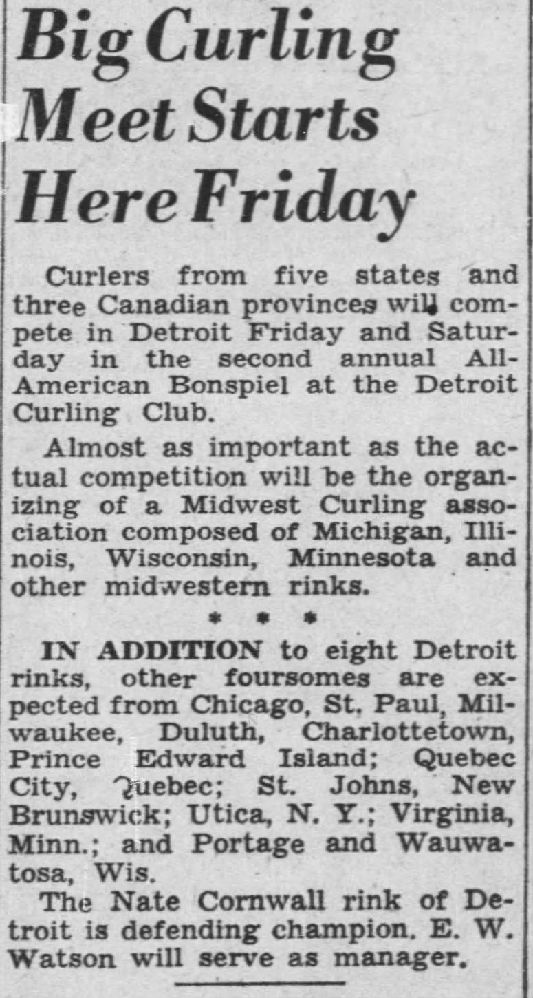 Midwest Curling Association formed