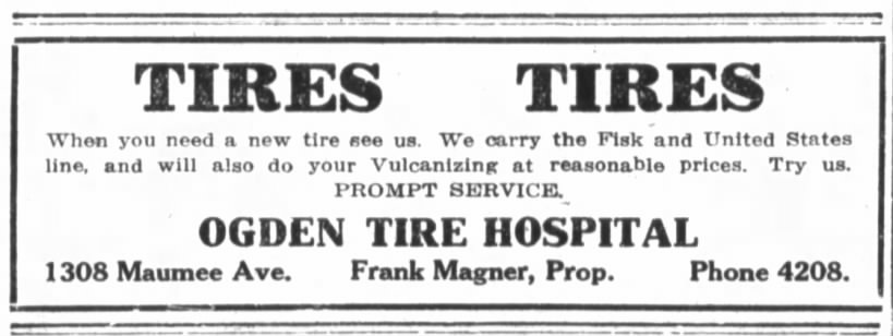 Ad for Ogden Tire Hospital.