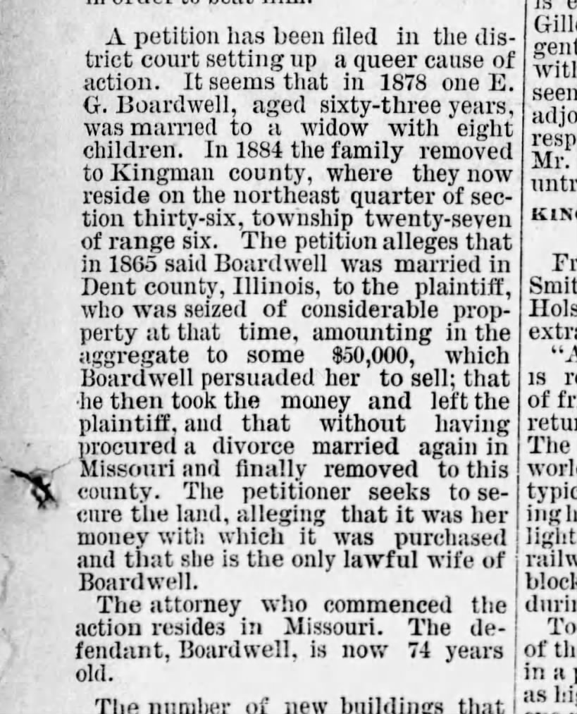 "Queer cause of action, 3 Aug 1887.
