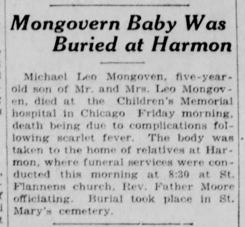 Mongovern Baby Was Buried at Harmon