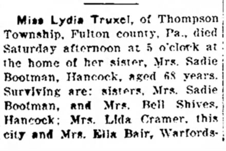 Obituary of Lydia Truxel- Part 1