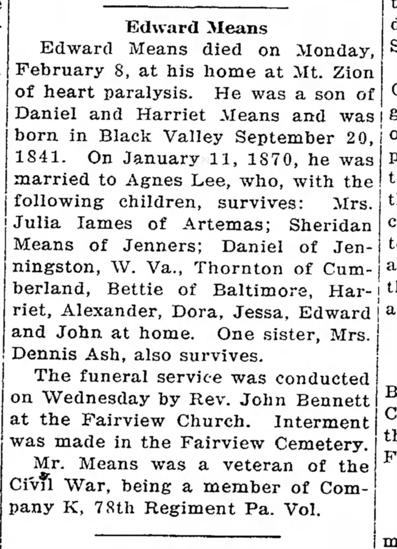 Obituary of Edward Means