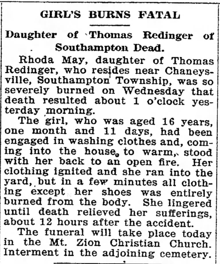 Obituary of Rhoda May Redinger