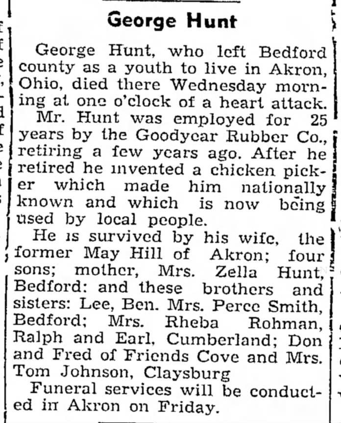 Obituary of George Hunt