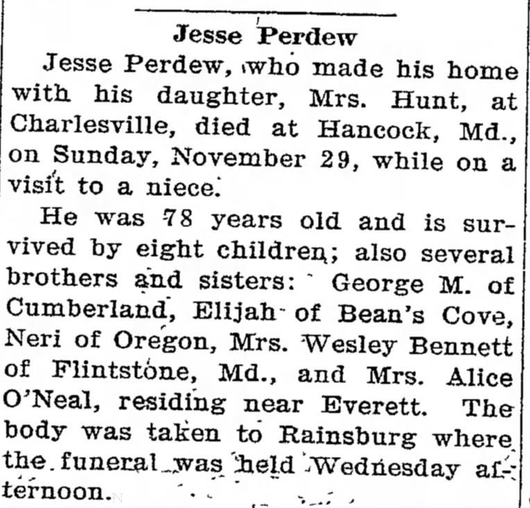 Obituary of Jesse Perdew
