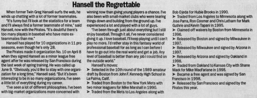 Greg Hansell - June 20, 1999 - Greatest21Days.com
