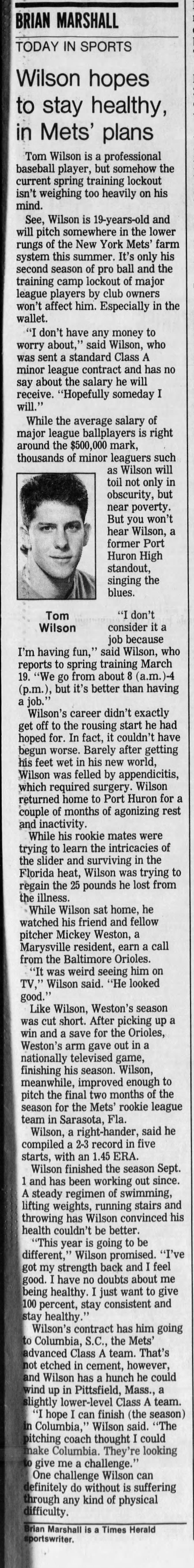 Tom Wilson - Feb. 16, 1990