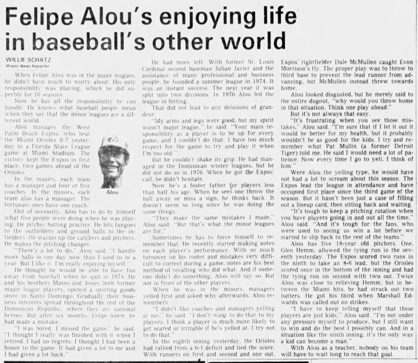 Felipe Alou - June 20, 1977