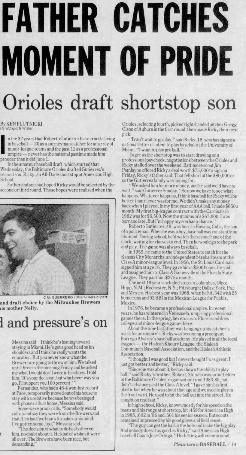 Ricky Gutierrez - June 9, 1988 - Greatest21Days.com
