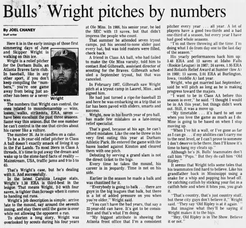 Skipper Wright - June 11, 1990 - Greatest21Days.com