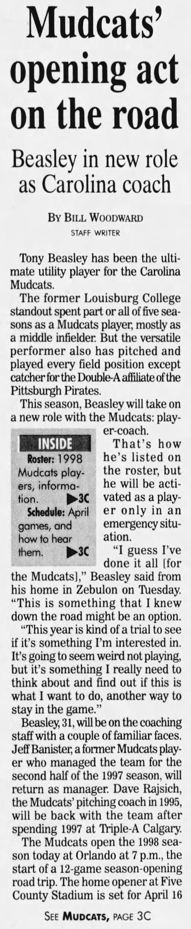 Tony Beasley - April 2, 1998 - Greatest21Days.com