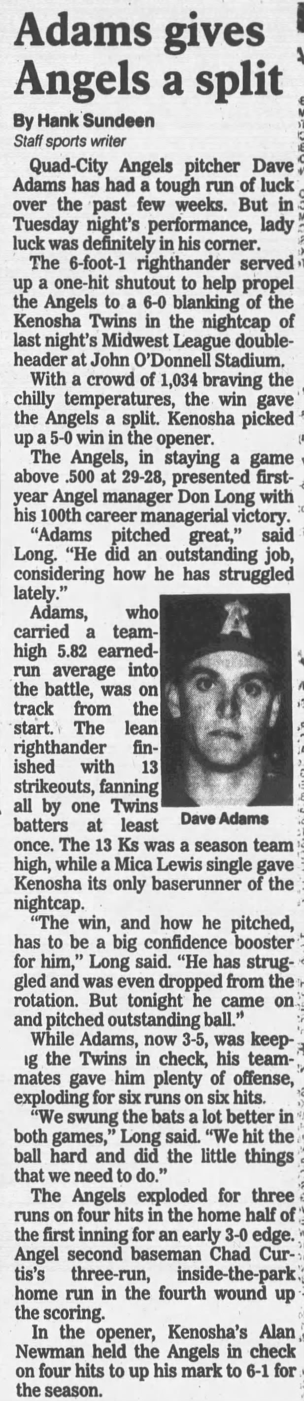 Dave Adams - June 6, 1990 - Greatest21Days.com