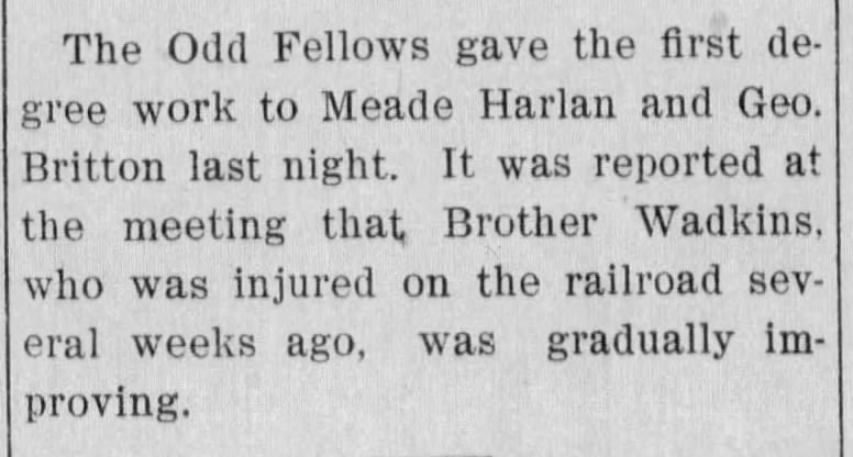 Odd Fellow Mead W Harlan, 4 Feb 1903, Parsons Evening Herald