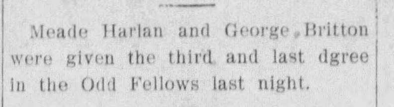 Third Degree Odd Fellow Mead W Harlan, 25 Feb 1903, Parsons Evening Herald