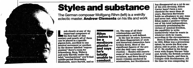 Wolfgang Rihm Styles and substance 1