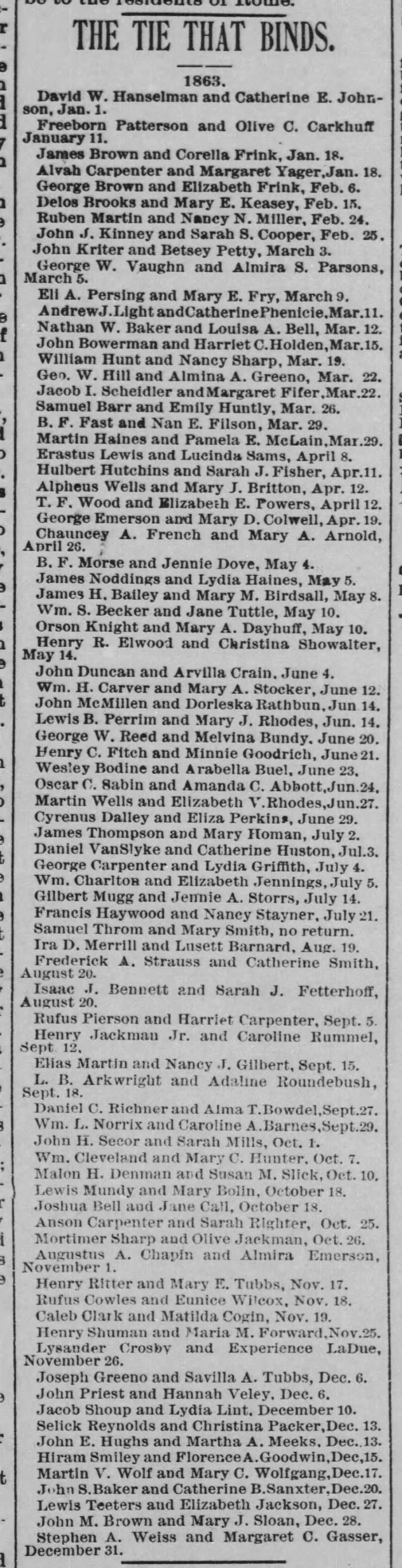 Noddings, James & Lydia Haines married, Steuben Republican, Angola, Indiana Apr 29, 1891 Wed