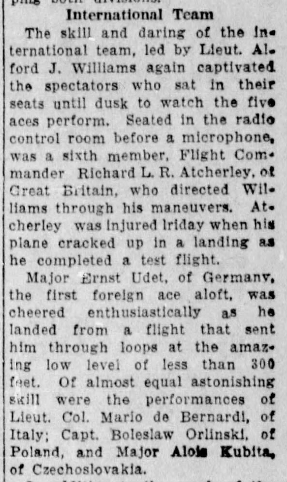 Batchy Atcherley directs stunts by radio at 1931 National Air Races