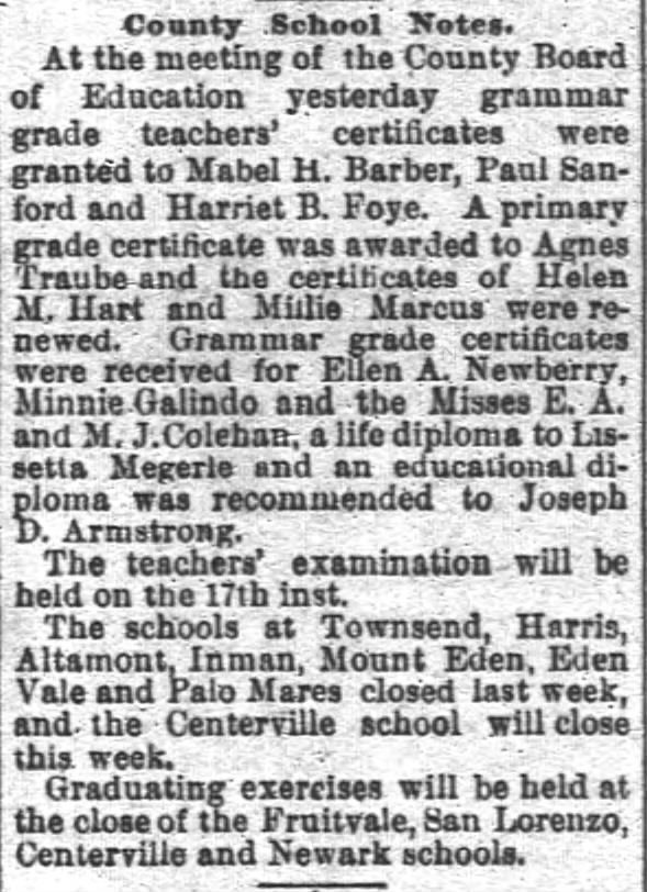 Agnes Traube - Primary grade certificate