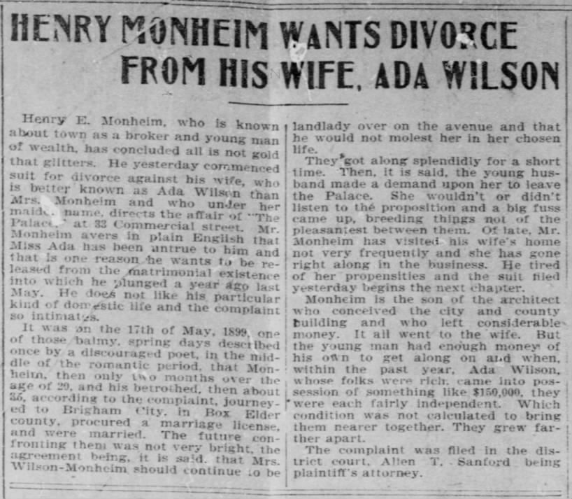 divorce  Oct. 30, 1906
