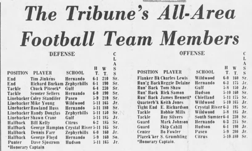 The Tribune's All-Area Football Team Members