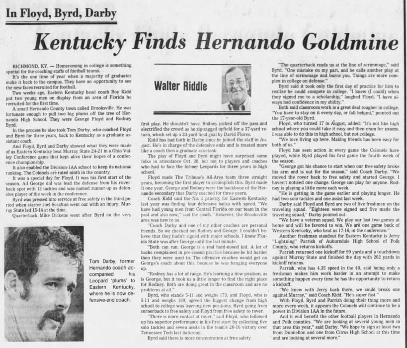 In Floyd, Byrd, Darby, Kentucky Finds Hernando Goldmine