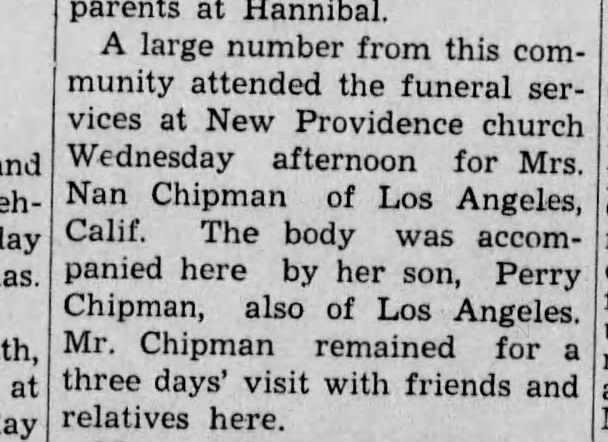 My Great grandmother burial in Benbow. 
Nannie Chipman wife of Joseph P Chipman who died in 1910.