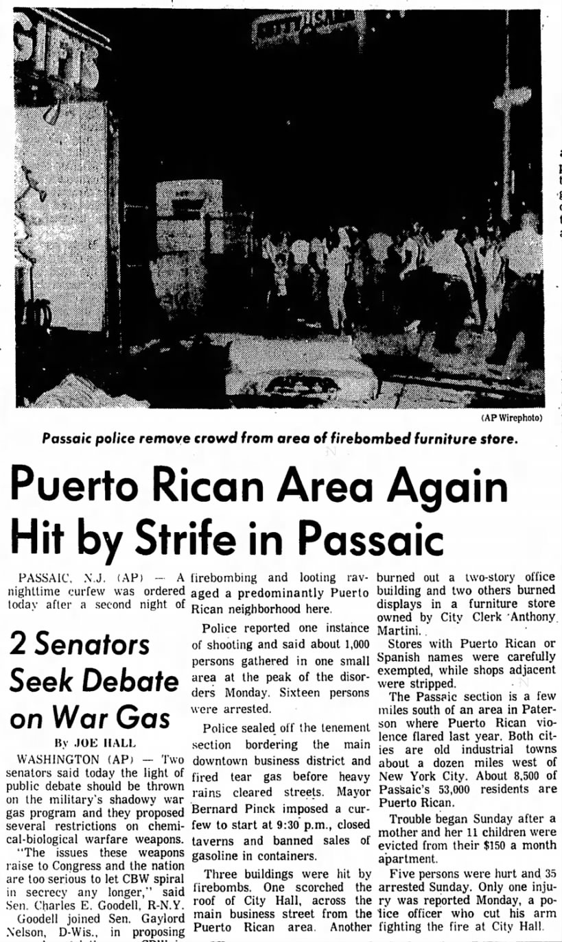 1969 Passaic, NJ Puerto Rican Riots