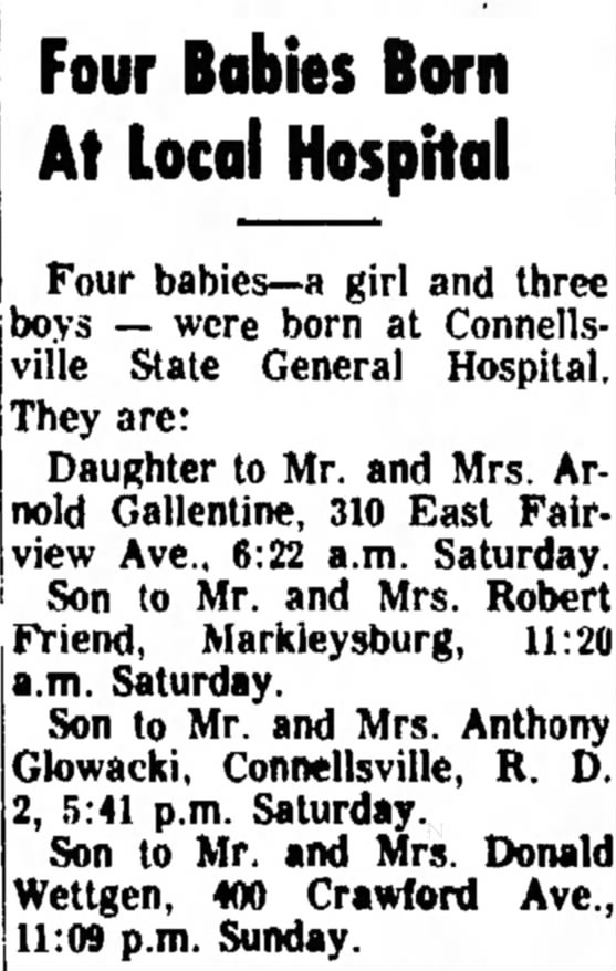son born to mr and mrs donald wettgen page 15 the daily courier may 6 1968