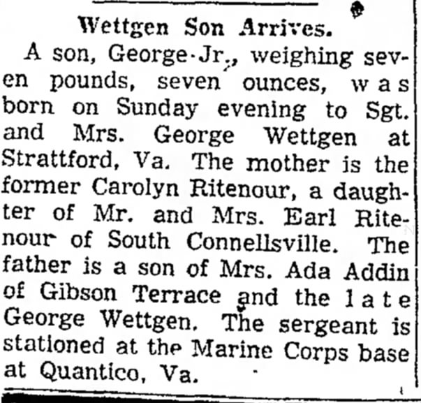 george wettgen jr born page 3 the daily courier december 28 1956