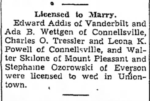 ada b wettgen licensed to marry edward addis page 2 the daily courier july 15 1939