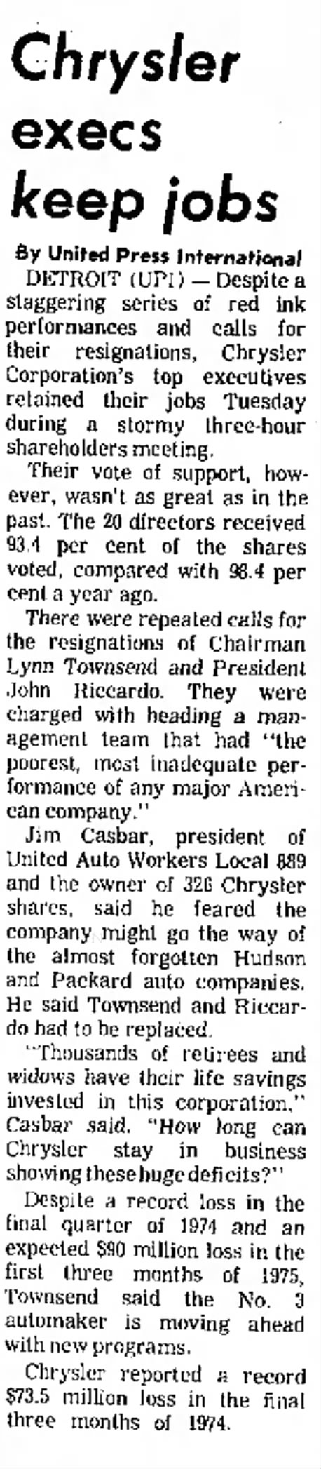 chrysler execs keep jobs page 2 the pocono record (stroudsburg, pa april 16 1975)