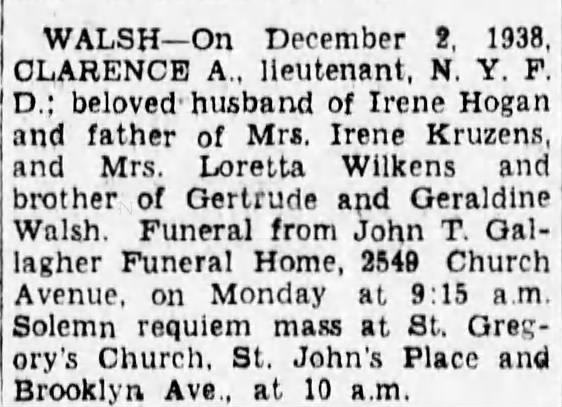 Clarence A Walsh obit