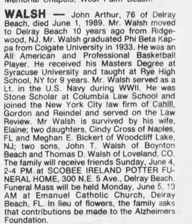 Obituary for John WALSH (Aged 76)