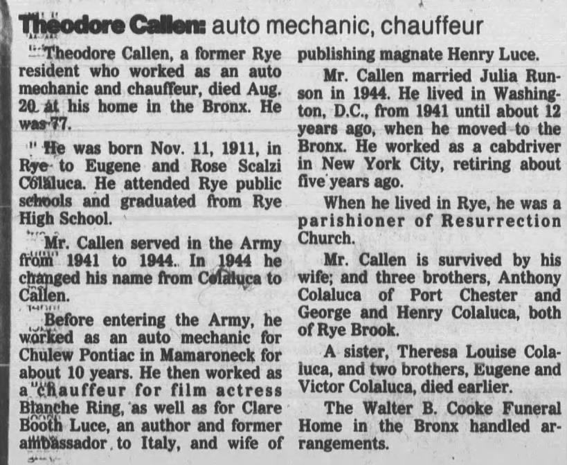 Obituary for Theodore Callen