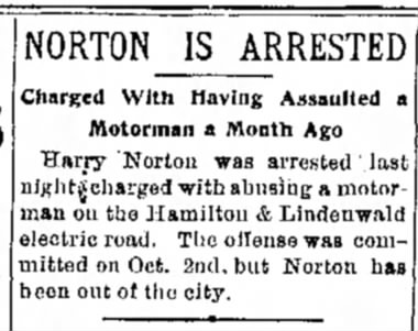 NORTON, HARRY arrested