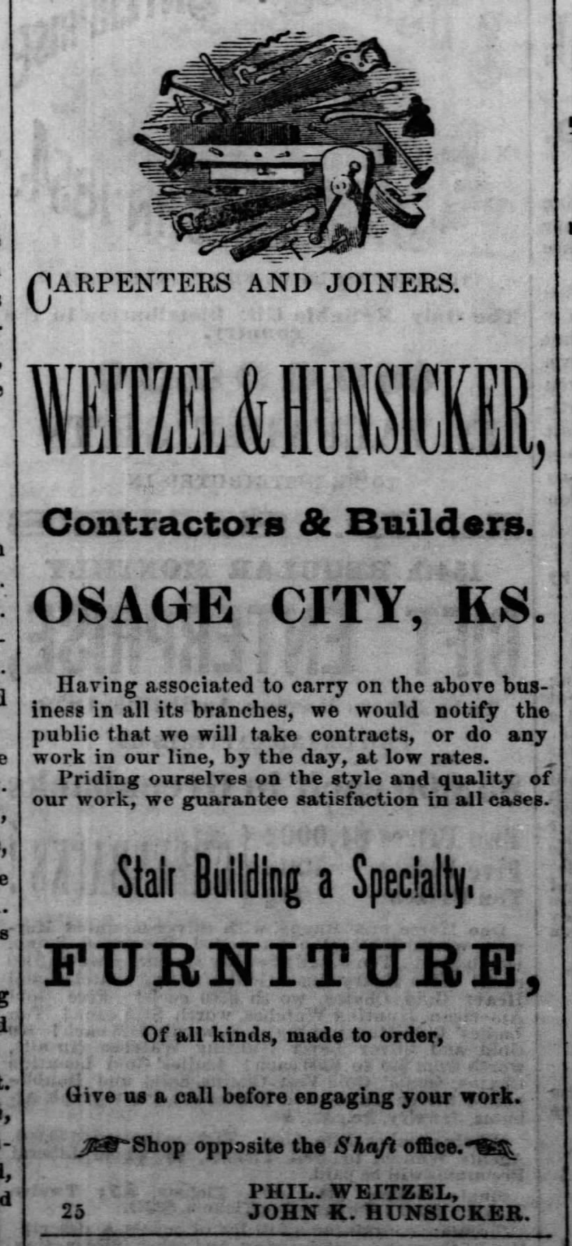 Weitzel & Hunsicker Newspaper Ad