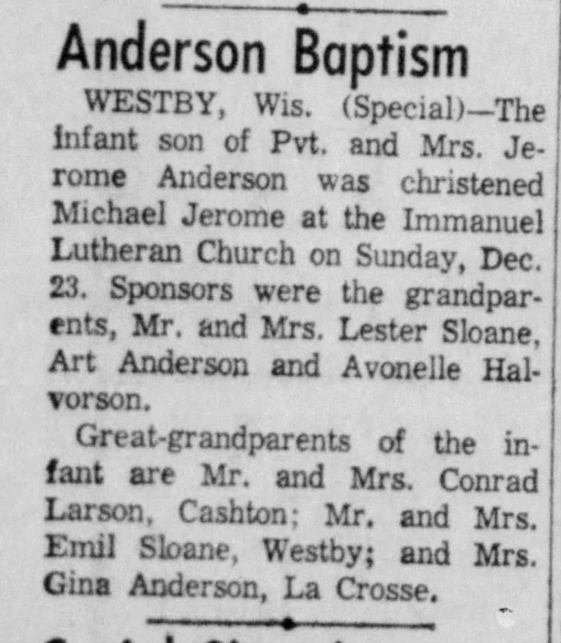 "The La Crosse Tribune", La Crosse, Wisconsin, 3 January 1957, page 16, column 1